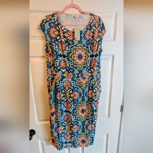 Boden NWT 16-18L Blue Floral Midi Dress